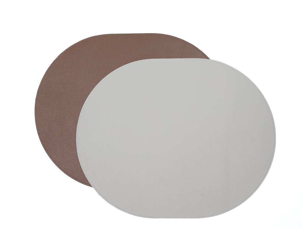 ALUREA Oval Placemat Saffiano OffWhite/Honey