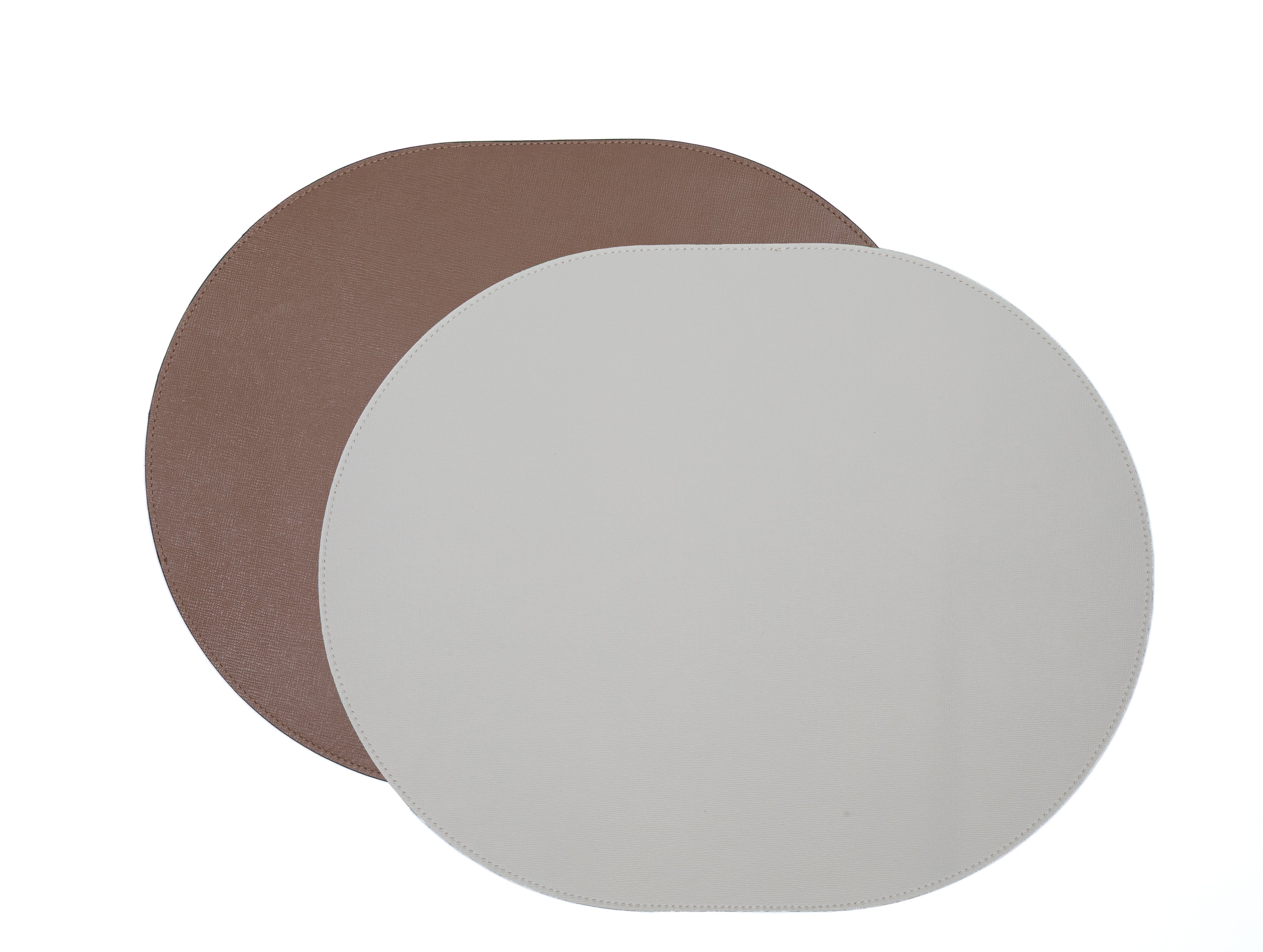 ALUREA Oval Placemat Saffiano OffWhite/Honey