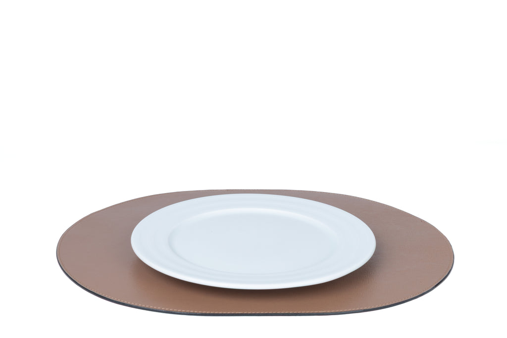 ALUREA Oval Placemat Saffiano OffWhite/Honey