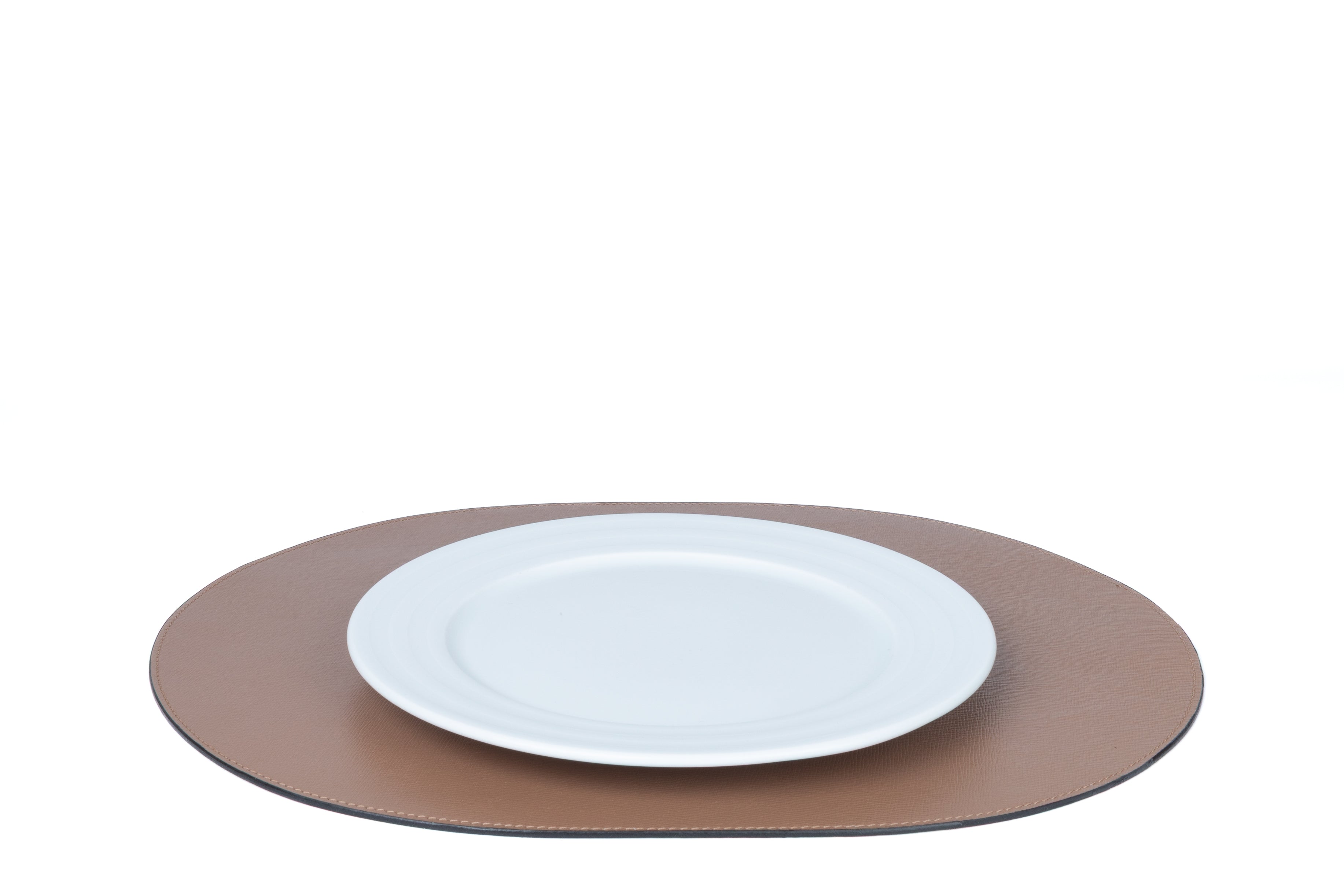ALUREA Oval Placemat Saffiano OffWhite/Honey