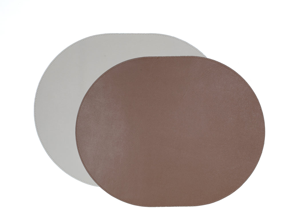 ALUREA Oval Placemat Saffiano OffWhite/Honey