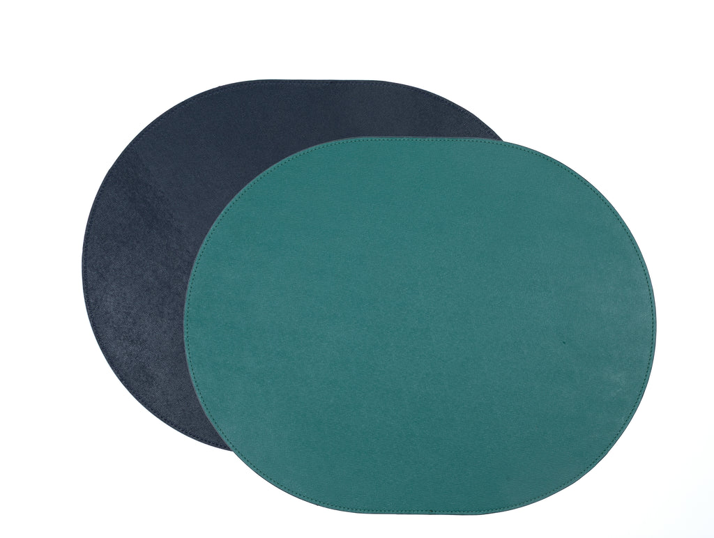 ALUREA Oval Placemat Saffiano Topaz/Marine