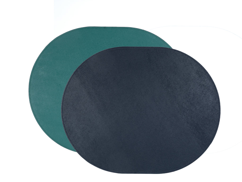 ALUREA Oval Placemat Saffiano Topaz/Marine