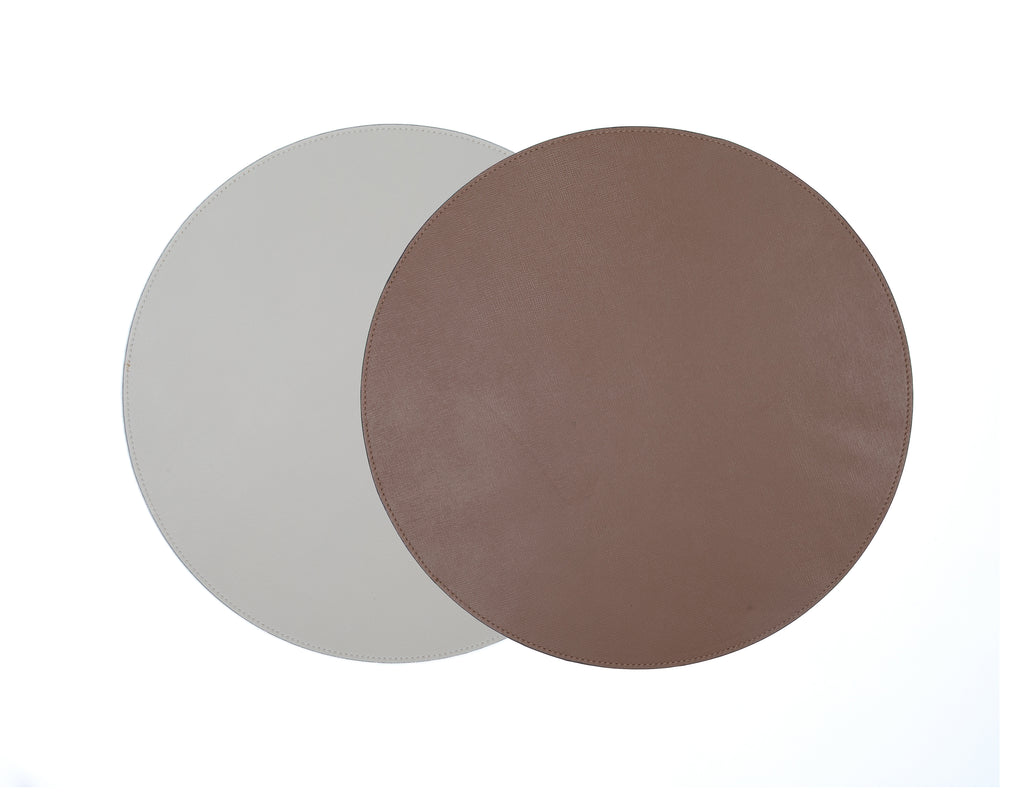 ALUREA Round Placemat - Saffiano OffWhite/Honey