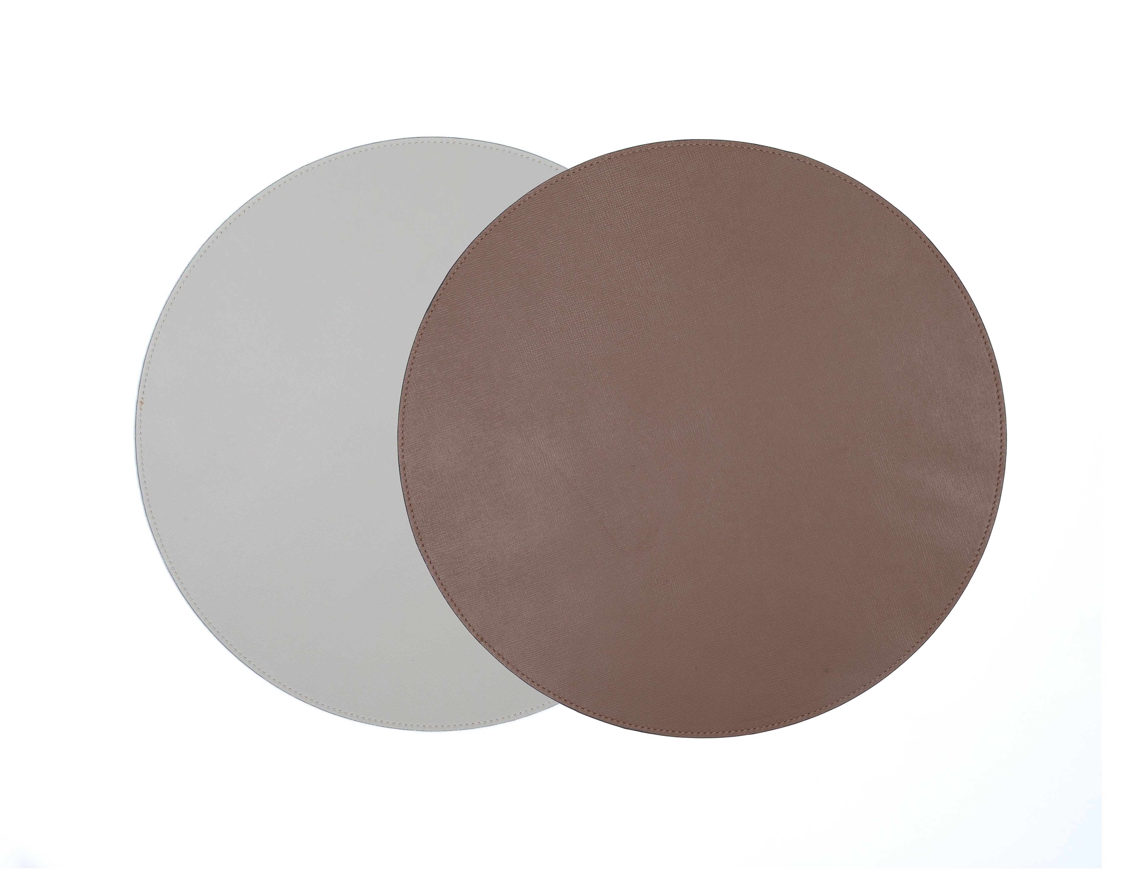 ALUREA Round Placemat - Saffiano OffWhite/Honey