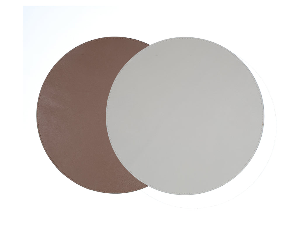 ALUREA Round Placemat - Saffiano OffWhite/Honey