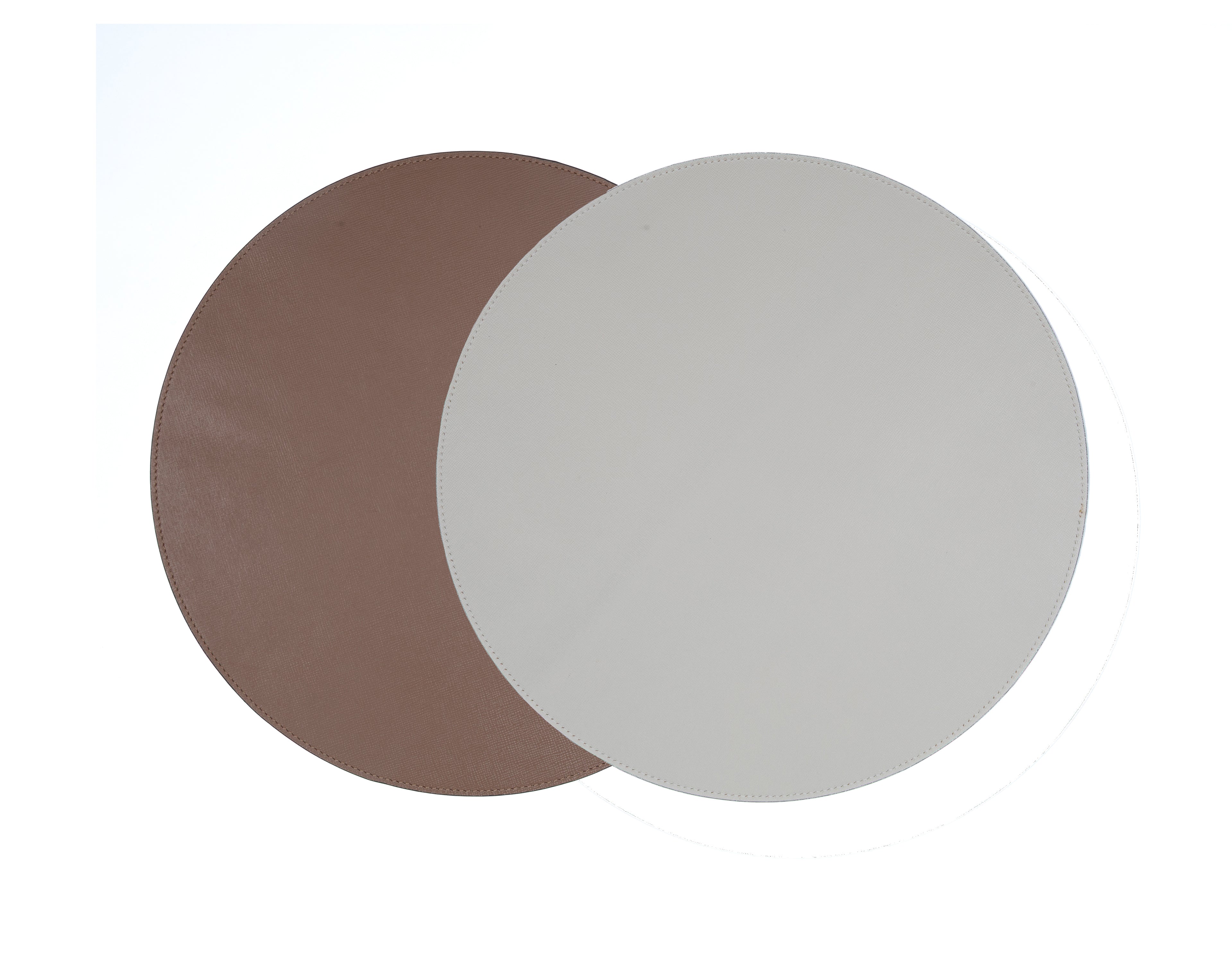 ALUREA Round Placemat - Saffiano OffWhite/Honey