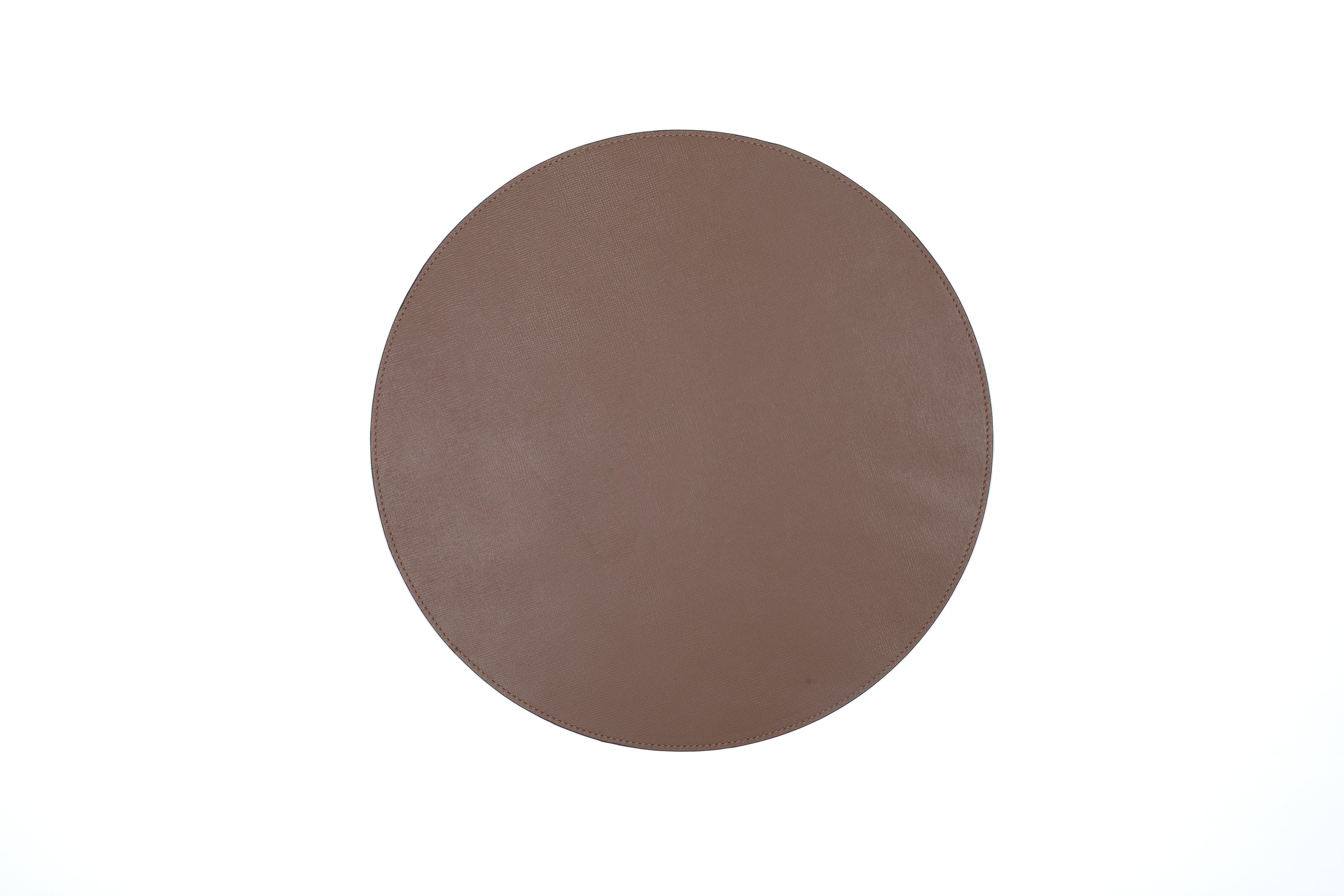 ALUREA Round Placemat - Saffiano OffWhite/Honey