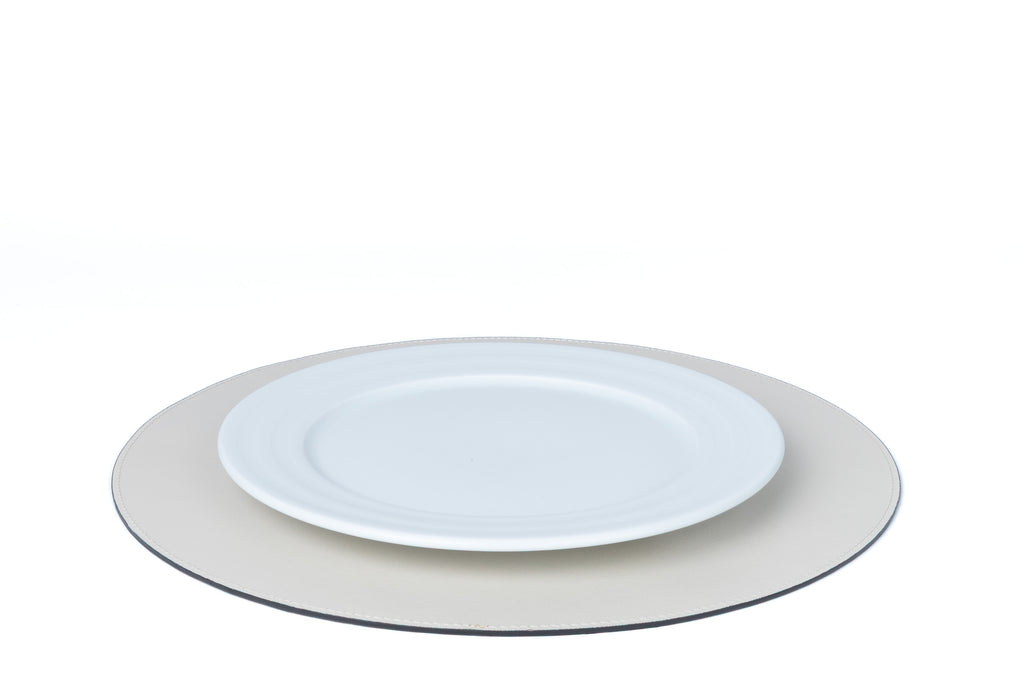 ALUREA Round Placemat - Saffiano OffWhite/Honey