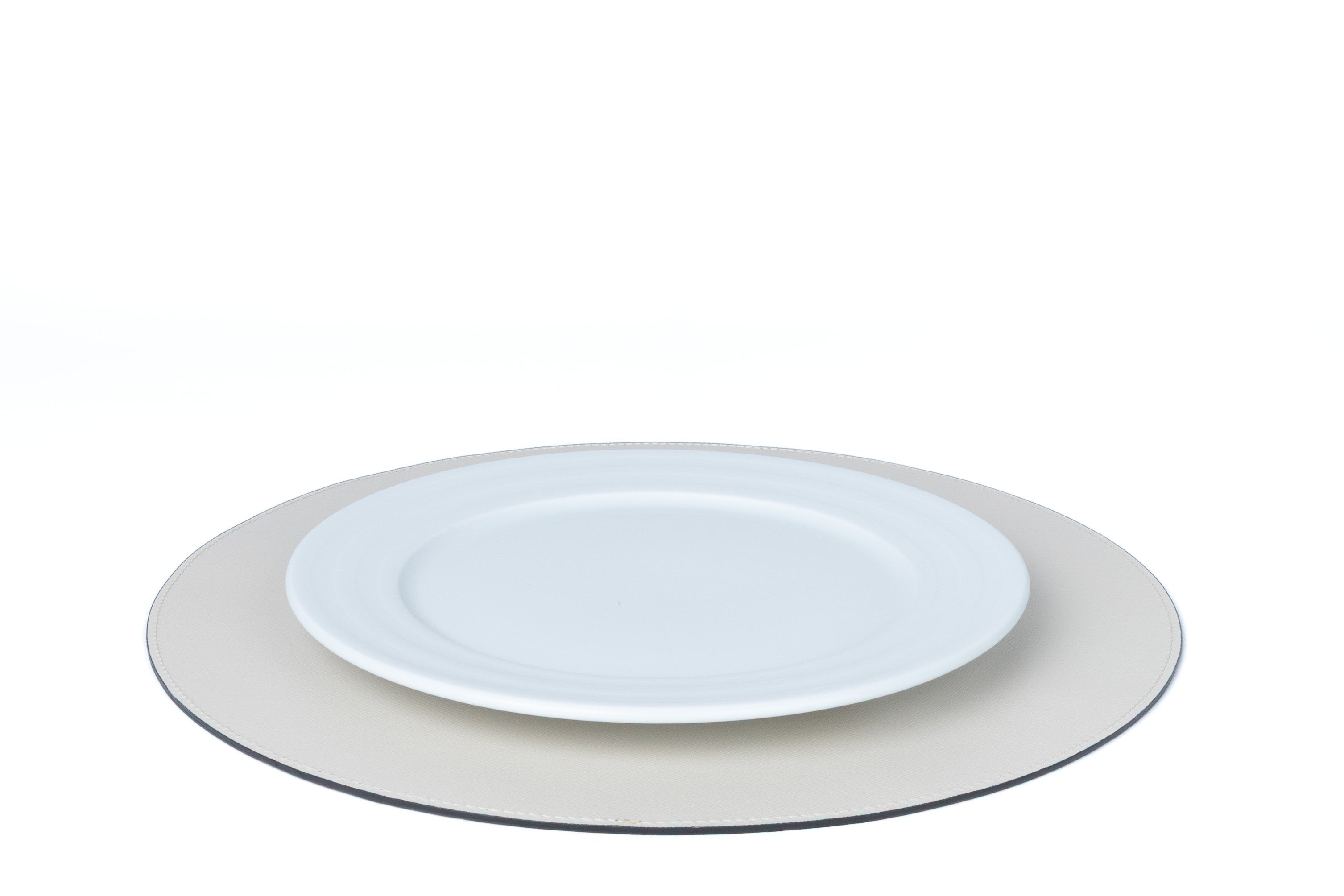 ALUREA Round Placemat - Saffiano OffWhite/Honey