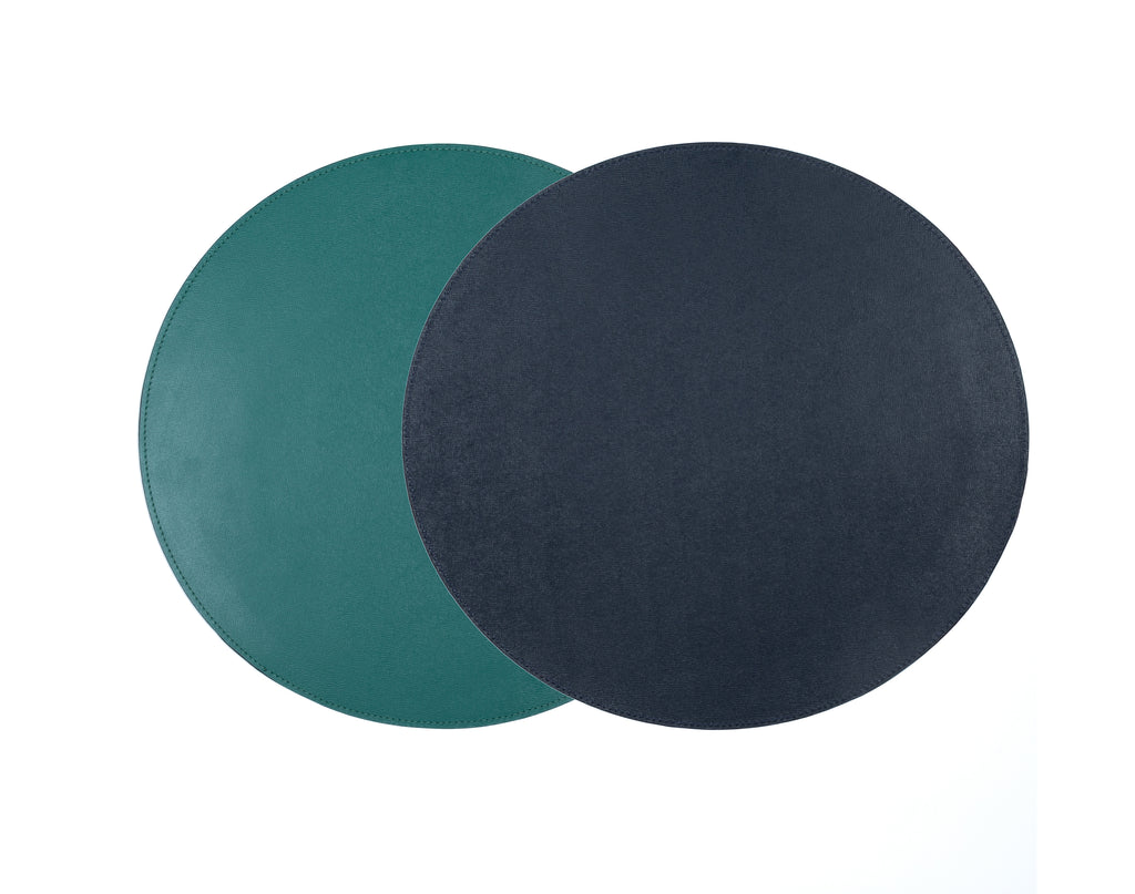 ALUREA Round Placemat - Saffiano Topaz/Marine