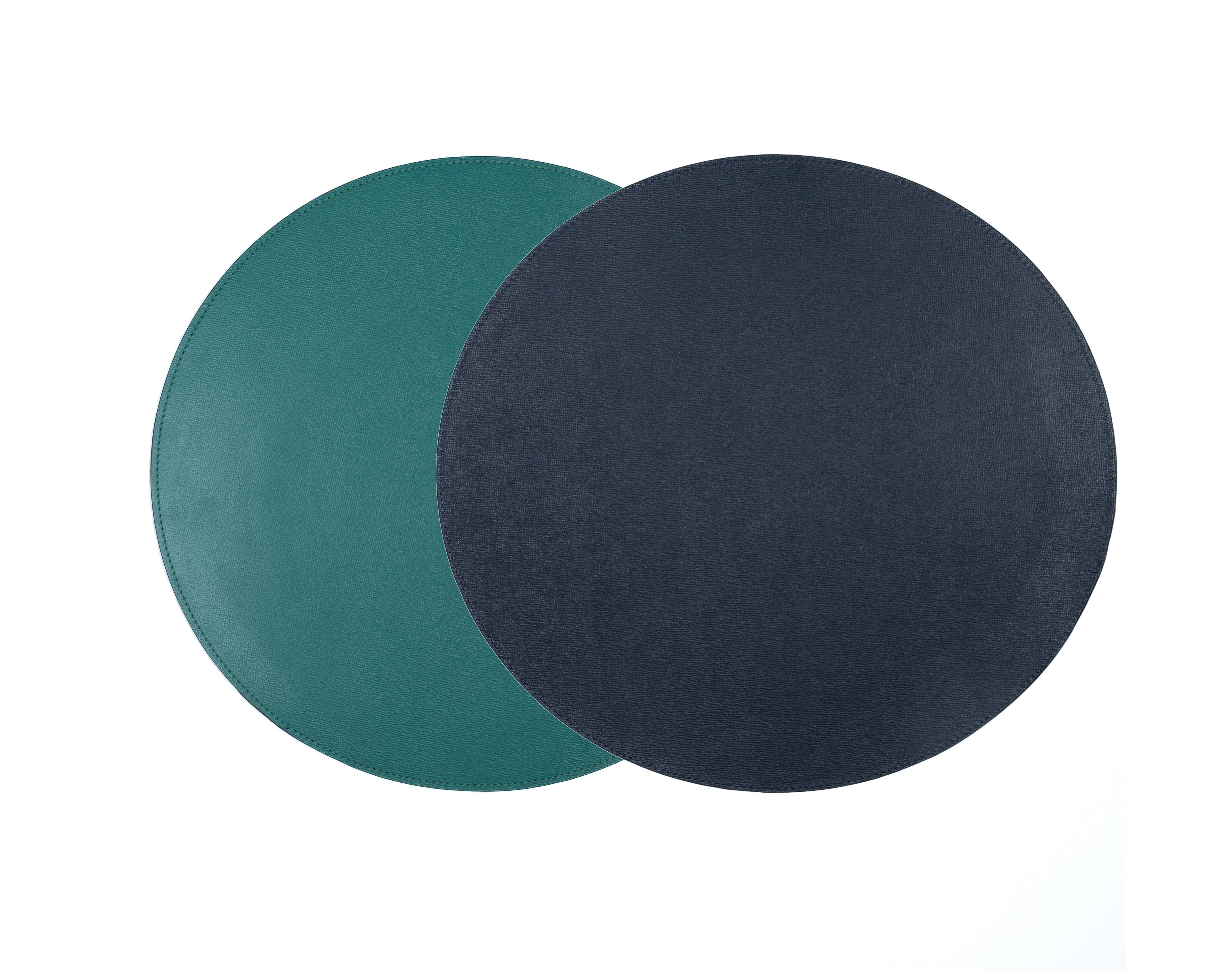 ALUREA Round Placemat - Saffiano Topaz/Marine
