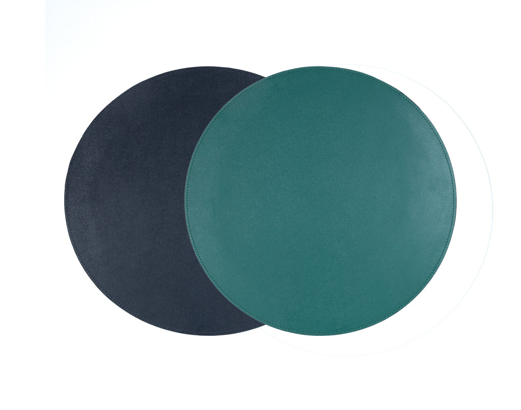 ALUREA Round Placemat - Saffiano Topaz/Marine