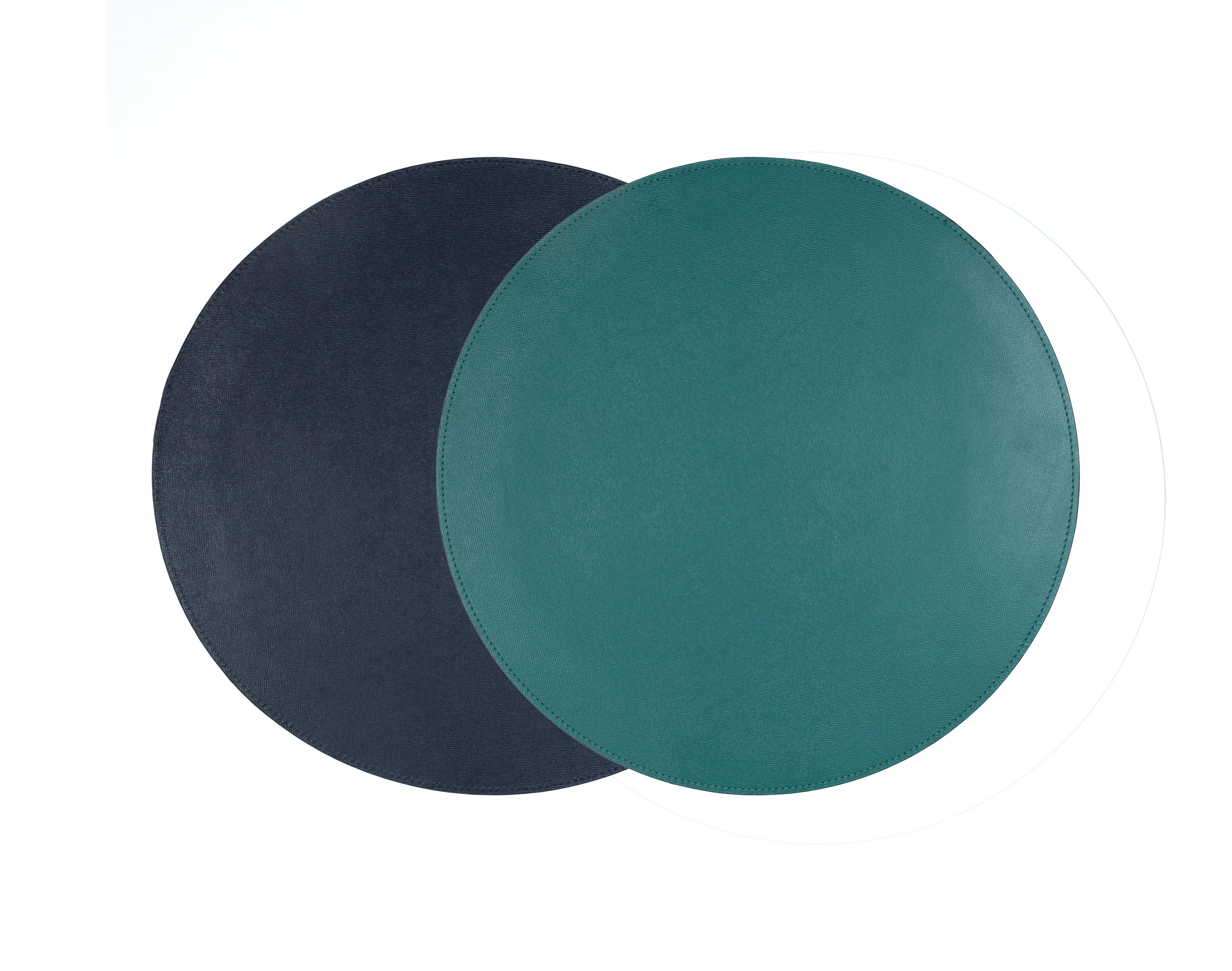 ALUREA Round Placemat - Saffiano Topaz/Marine
