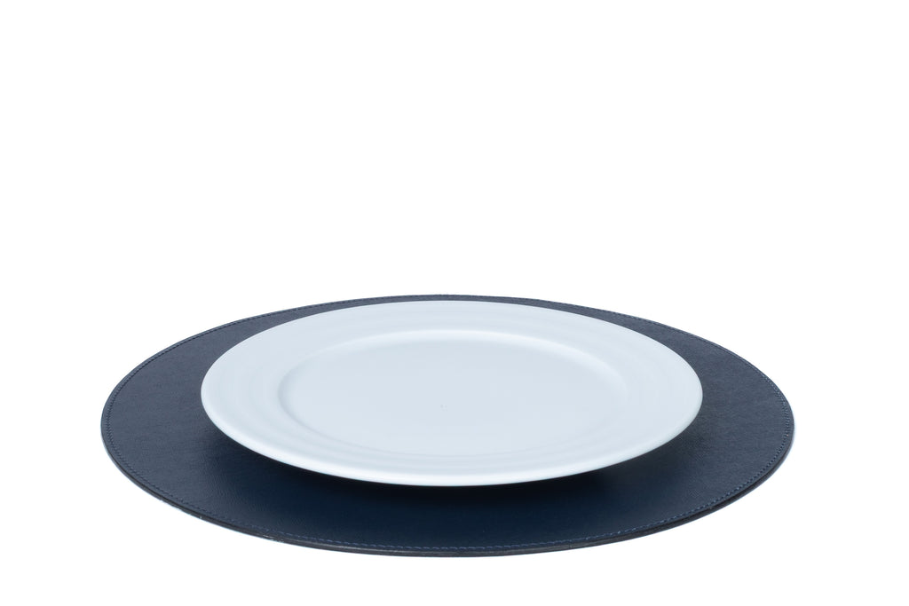 ALUREA Round Placemat - Saffiano Topaz/Marine